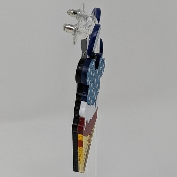 Mickey Mouse American flag inspired popsicle glitter drop earrings - Picture 5 of 7